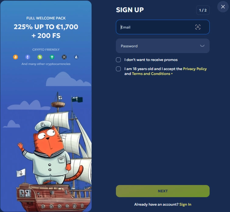 galleonbet casino sign up